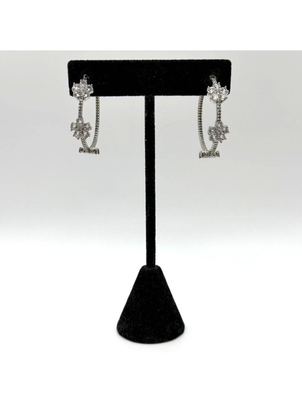 Kate Spade Silver-Tone Crystal Floral Hoop Earrings